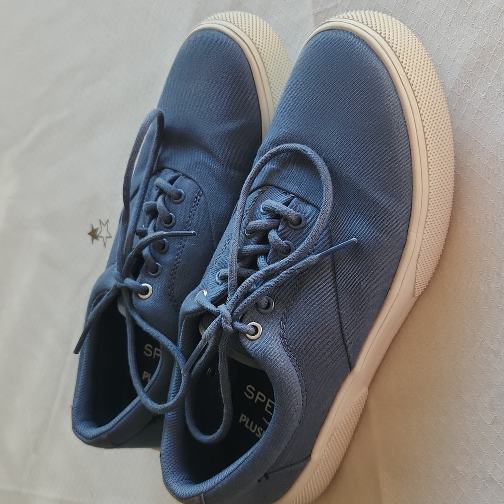 Sperry Mens Shoes 7.5 Blue Fabric / Canvas Sneakers Casual Preppy
